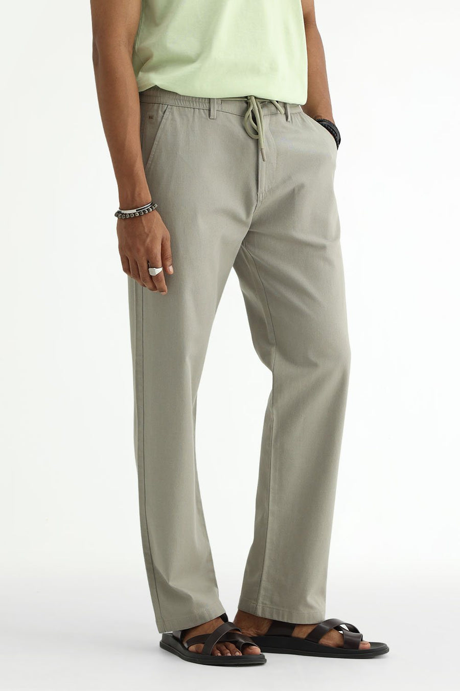 BASICS DRIFT FIT SEAGRASS GREEN COTTON STRETCH STRUCTURE TROUSER