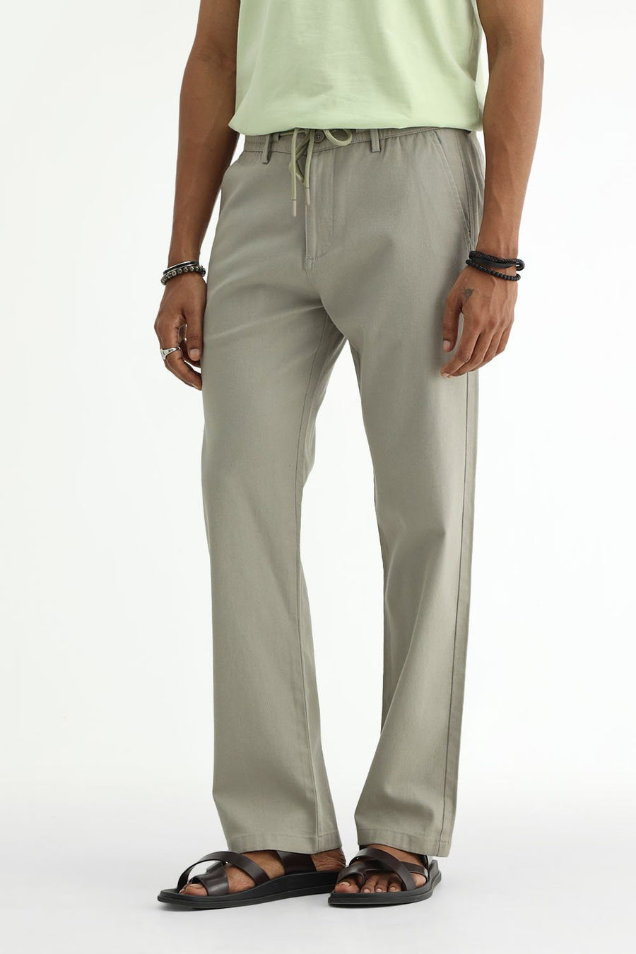 BASICS DRIFT FIT SEAGRASS GREEN COTTON STRETCH STRUCTURE TROUSER
