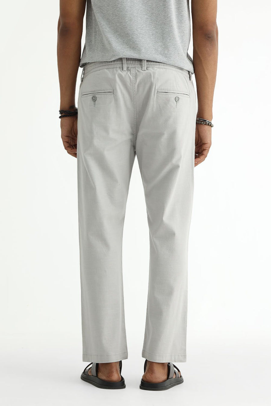 BASICS DRIFT FIT GHOST GREY COTTON STRETCH STRUCTURE TROUSER