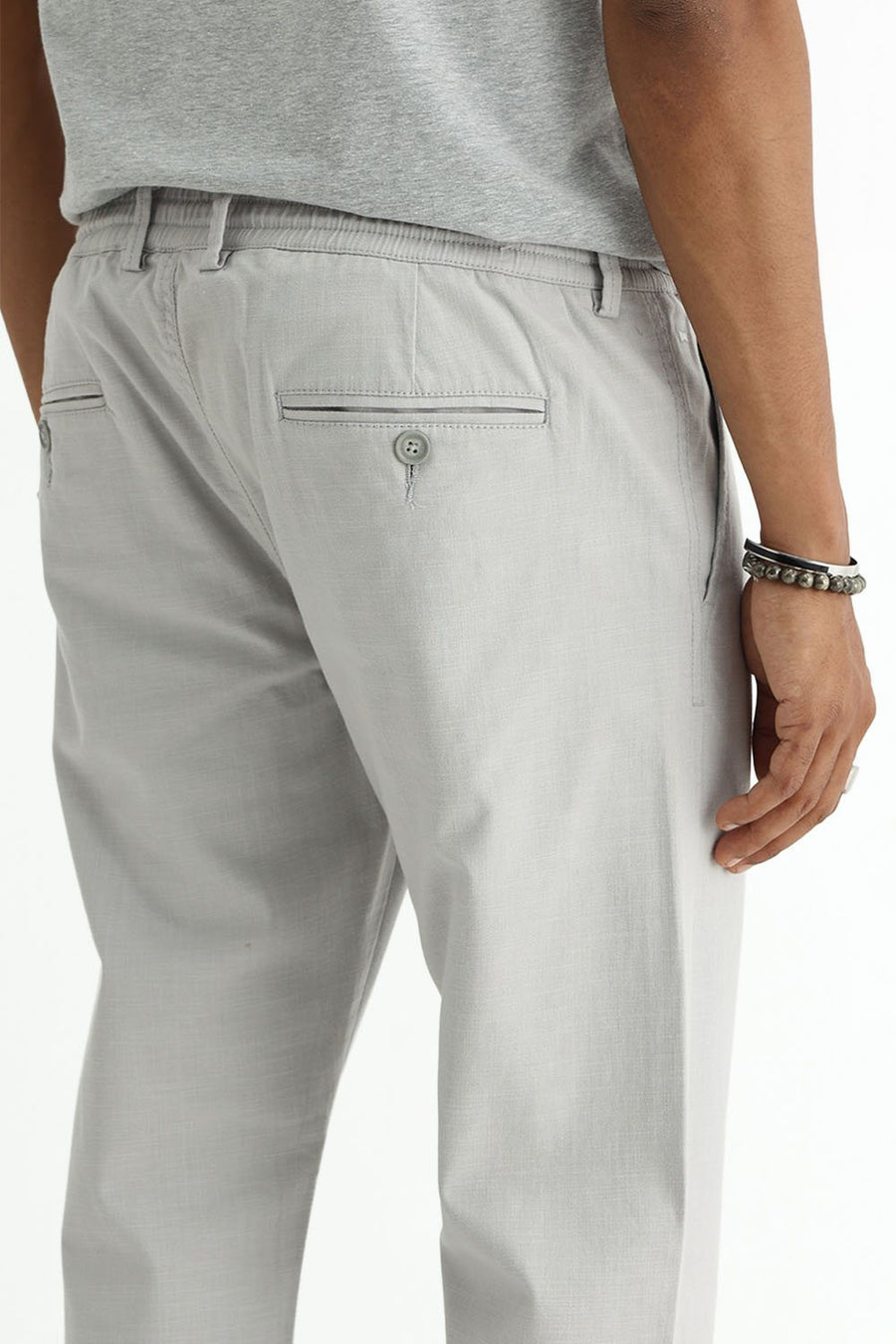 BASICS DRIFT FIT GHOST GREY COTTON STRETCH STRUCTURE TROUSER