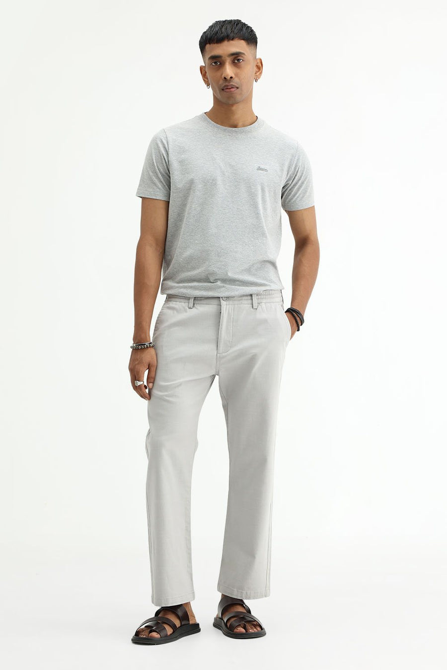 BASICS DRIFT FIT GHOST GREY COTTON STRETCH STRUCTURE TROUSER