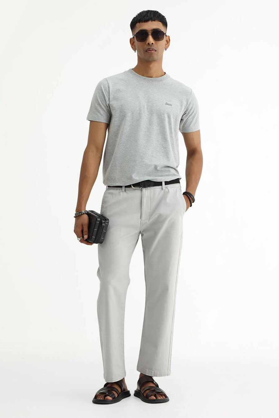 BASICS DRIFT FIT GHOST GREY COTTON STRETCH STRUCTURE TROUSER