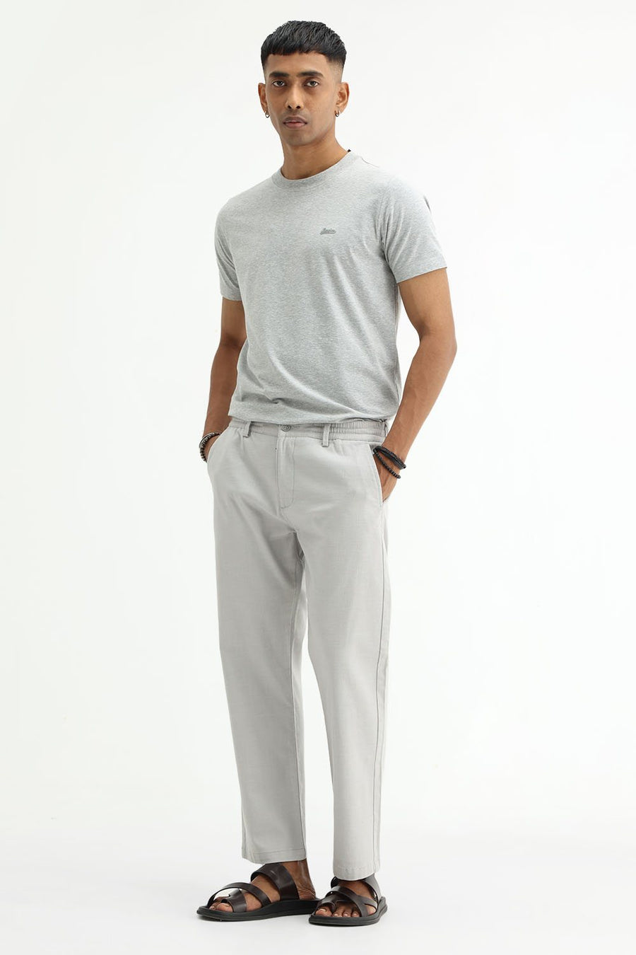 BASICS DRIFT FIT GHOST GREY COTTON STRETCH STRUCTURE TROUSER
