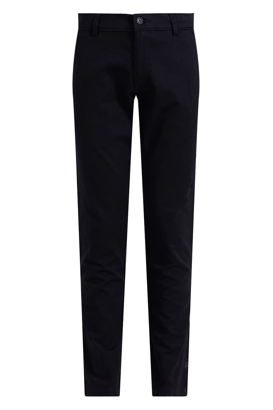 BASICS TAPERED FIT BOTTOMLESS BLACK COTTON STRETCH STRUCTURE TROUSER