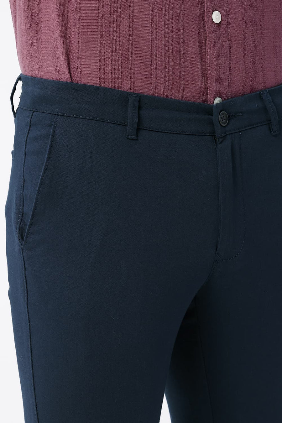 BASICS SKINNY FIT TOTAL ECLIPSE NAVY COTTON STRETCH STRUCTURE TROUSER