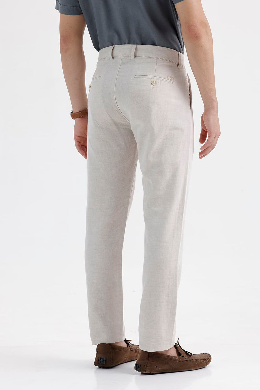 BASICS DRIFT FIT SANDSHELL NATURAL COTTON LINEN TROUSER