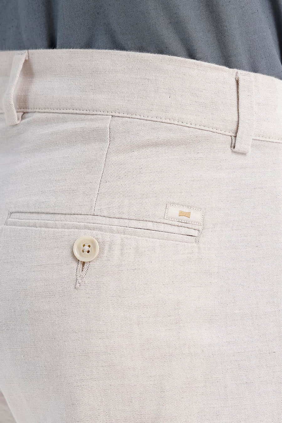 BASICS DRIFT FIT SANDSHELL NATURAL COTTON LINEN TROUSER