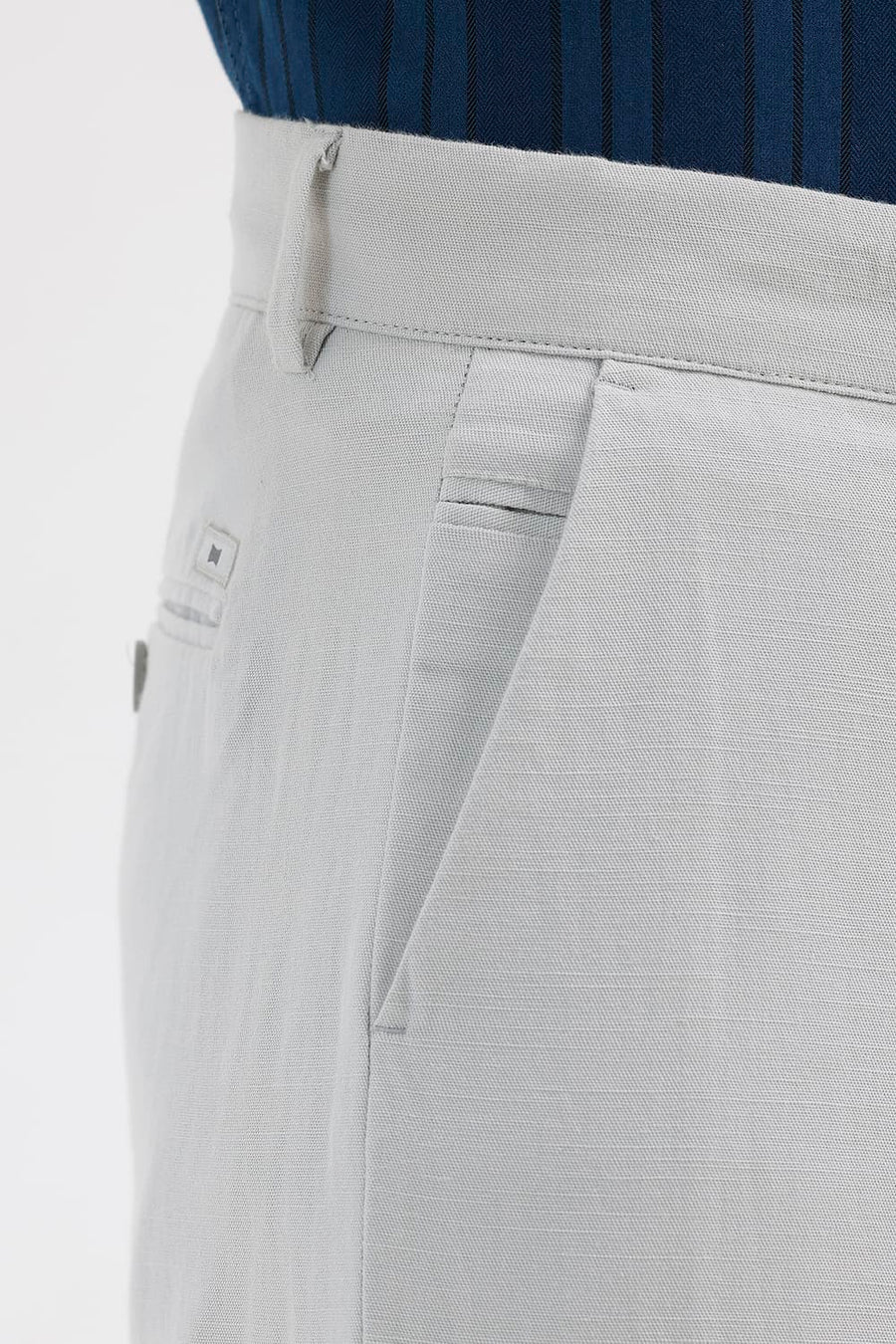 BASICS DRIFT FIT OYSTER GREY COTTON LINEN TROUSER