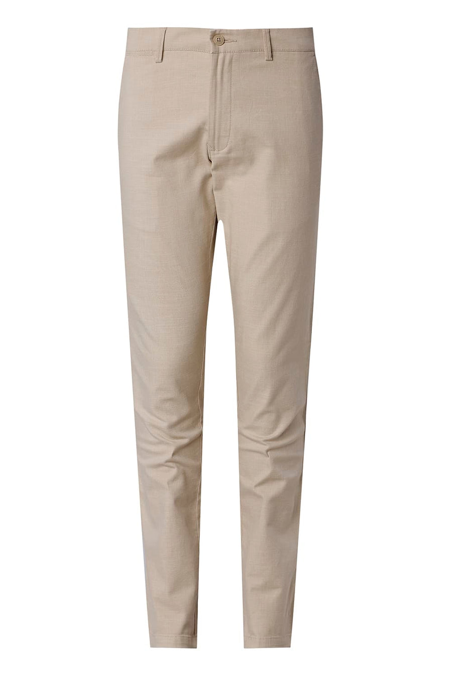 BASICS TAPERED FIT NOMAD KHAKI COTTON STRETCH STRUCTURE TROUSER