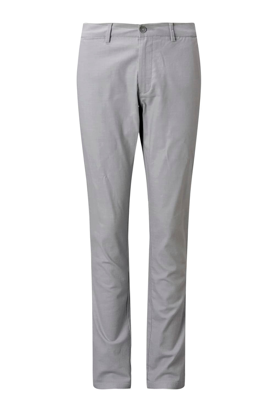BASICS TAPERED FIT HARBOR MIST GREY COTTON STRETCH STRUCTURE TROUSER