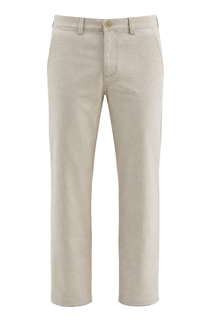 BASICS TAPERED FIT TIDAL FOAM BEIGE COTTON STRETCH STRUCTURE TROUSER
