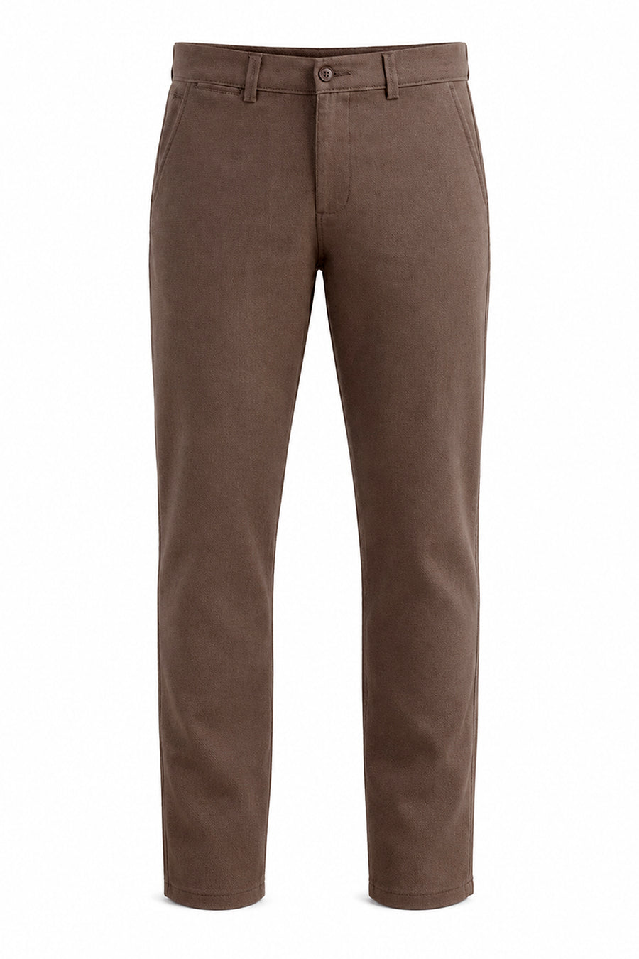 BASICS TAPERED FIT SHITAKE BROWN COTTON STRETCH STRUCTURE TROUSER