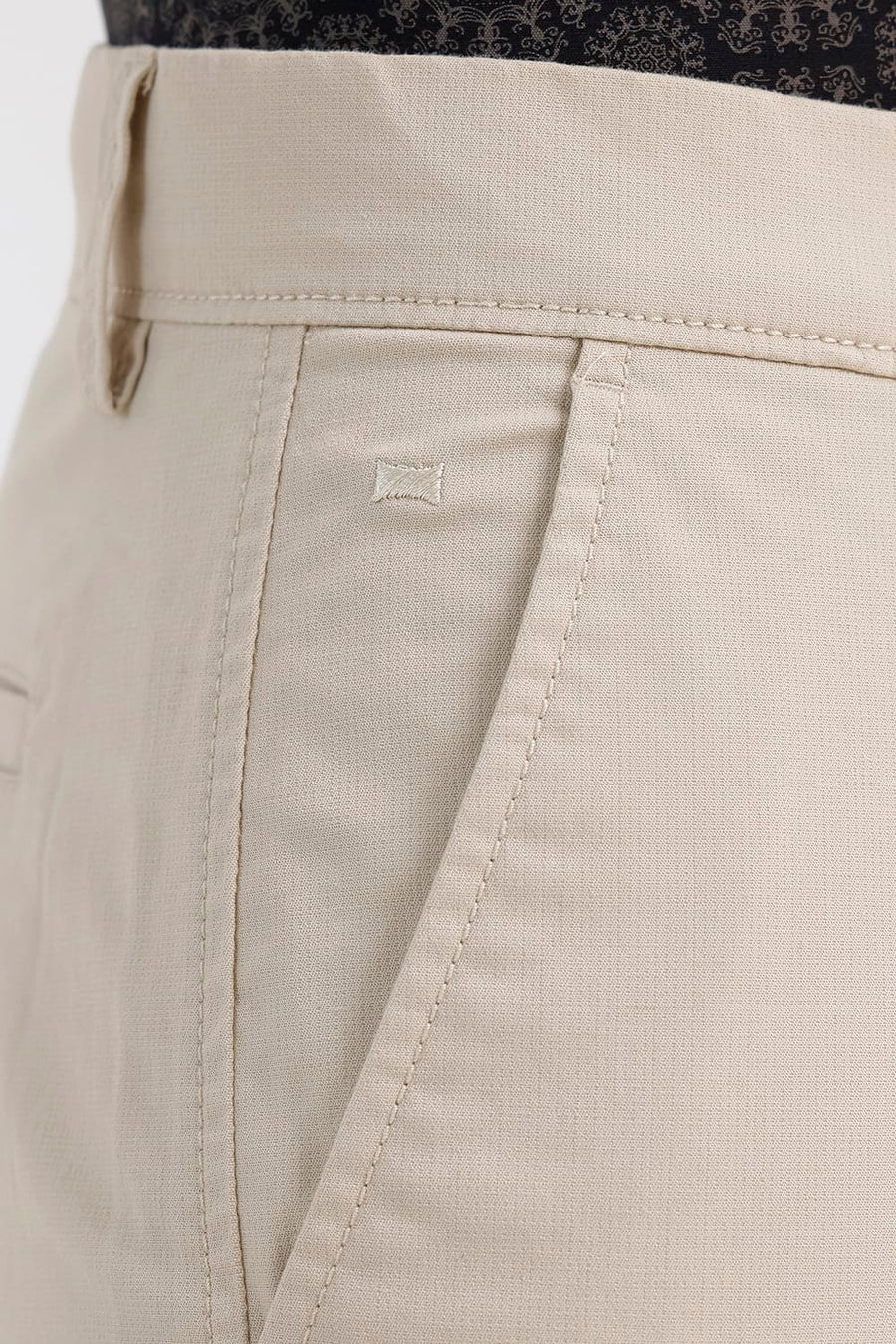 BASICS TAPERED FIT FOG BEIGE COTTON STRETCH STRUCTURE TROUSER