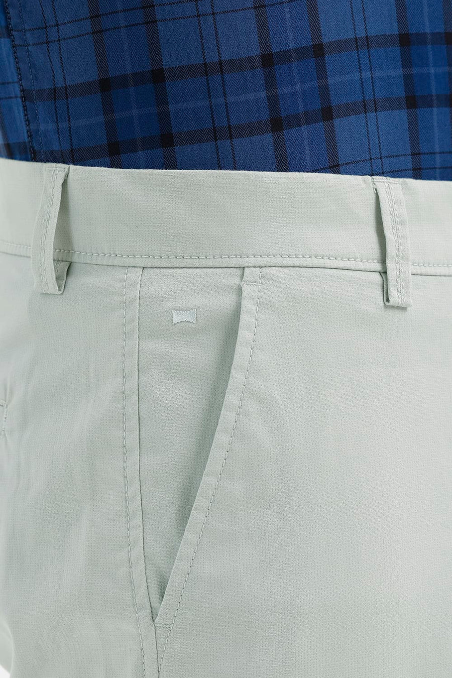 BASICS TAPERED FIT GRAY GREEN COTTON STRETCH STRUCTURE TROUSER