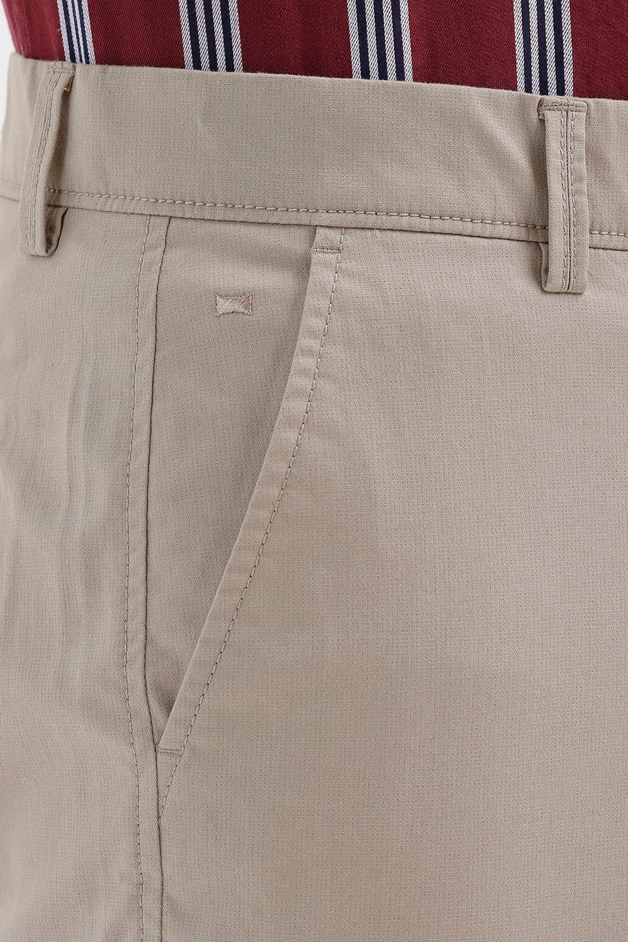 BASICS TAPERED FIT WINTER BROWN COTTON STRETCH STRUCTURE TROUSER