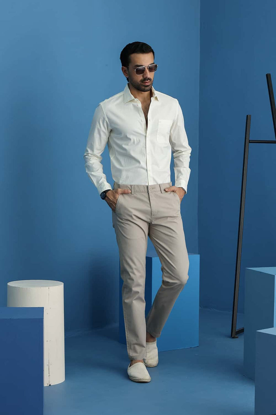 Basics Tapered Fit Winter Brown Cotton Stretch Structure Trouser