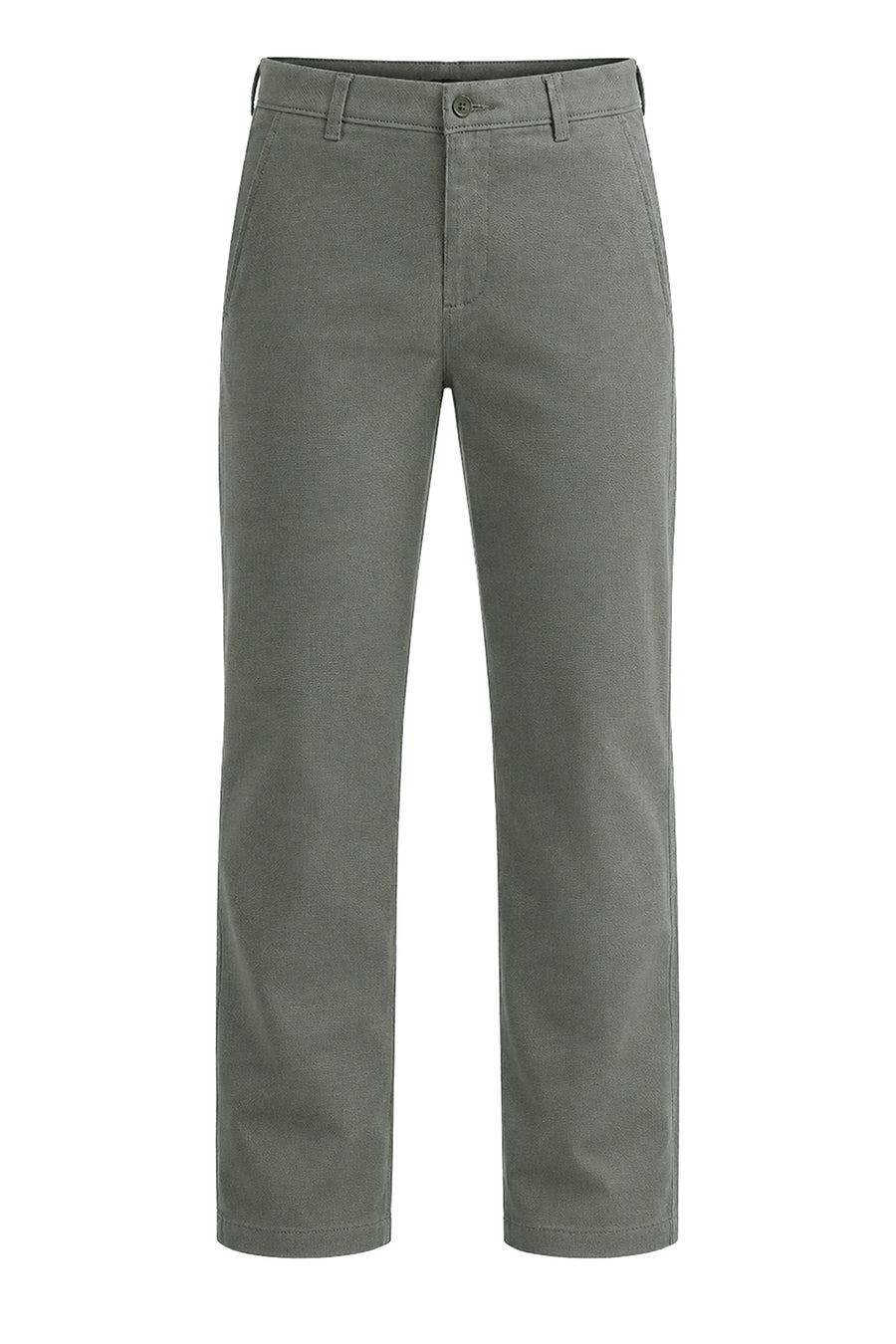 BASICS TAPERED FIT MULLED BASIL GREEN COTTON STRETCH STRUCTURE TROUSER