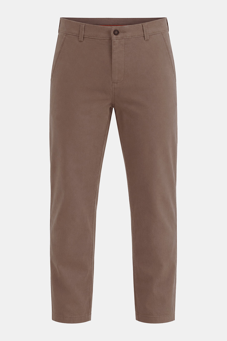 BASICS TAPERED FIT COCOA BROWN COTTON STRETCH STRUCTURE TROUSER