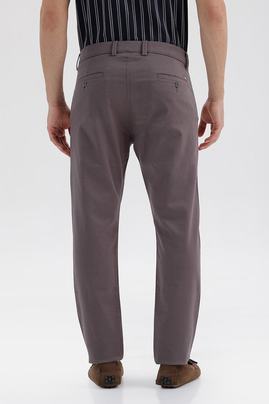 BASICS TAPERED FIT PAVEMENT PURPLE COTTON STRETCH STRUCTURE TROUSER