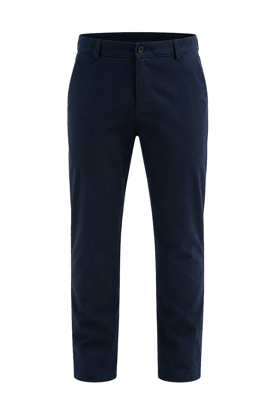 BASICS TAPERED FIT SILHOUETTE NAVY COTTON STRETCH STRUCTURE TROUSER