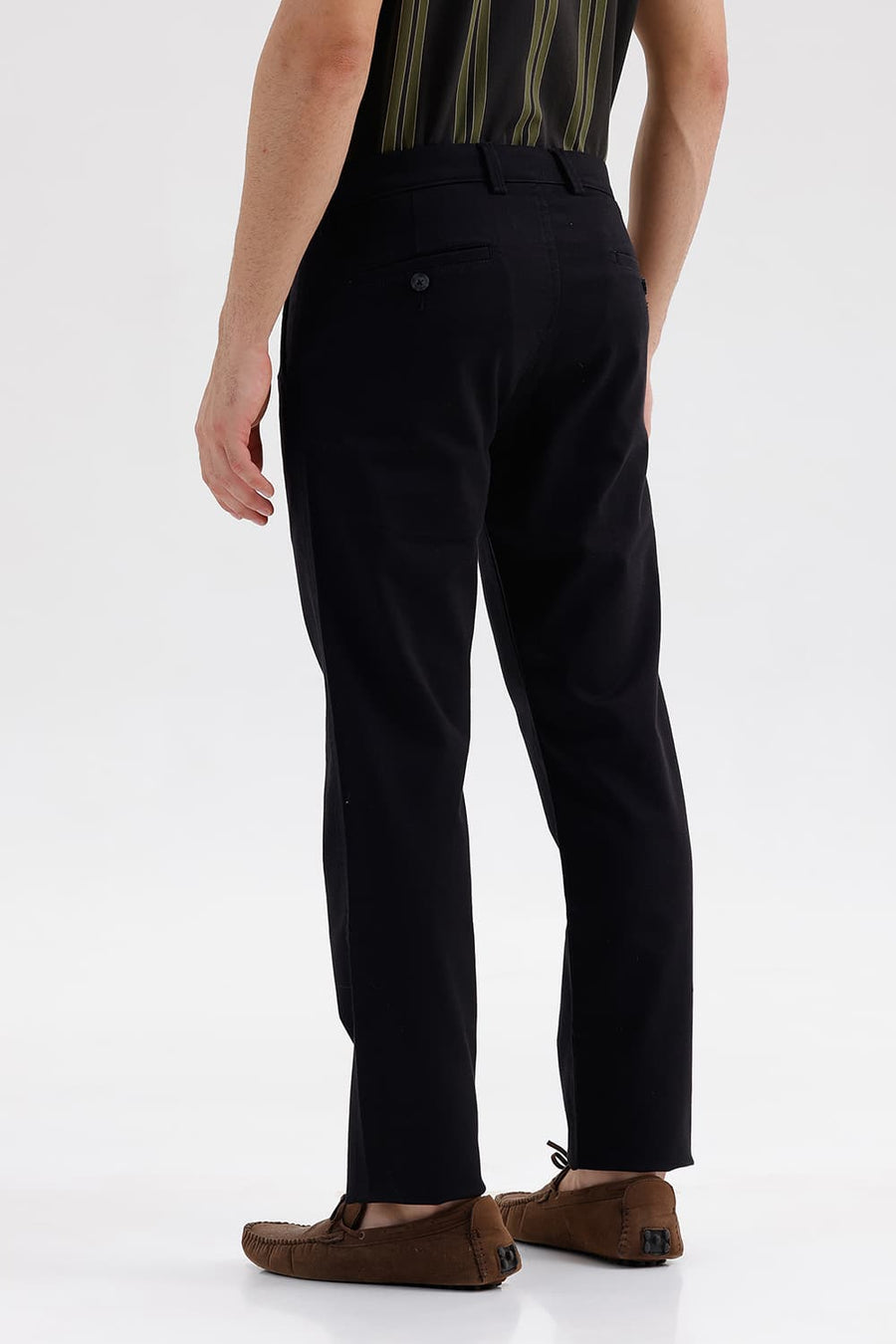 BASICS TAPERED FIT BRISTOL BLACK COTTON STRETCH STRUCTURE TROUSER