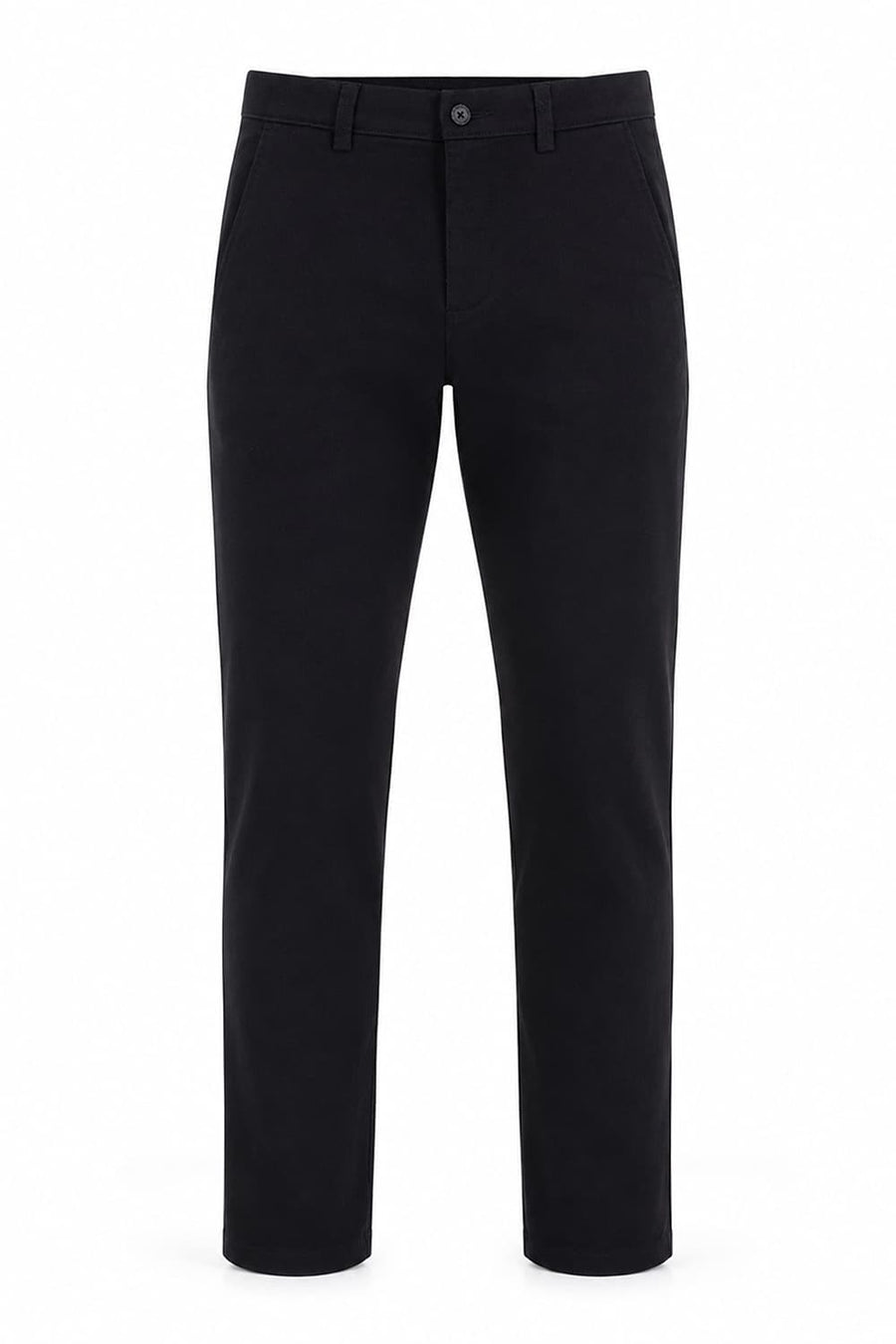 BASICS TAPERED FIT BRISTOL BLACK COTTON STRETCH STRUCTURE TROUSER