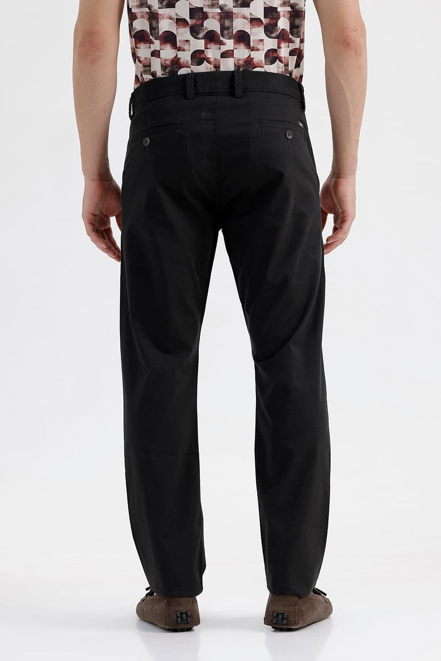 BASICS TAPERED FIT UNEXPLORED GREEN COTTON STRETCH STRUCTURE TROUSER