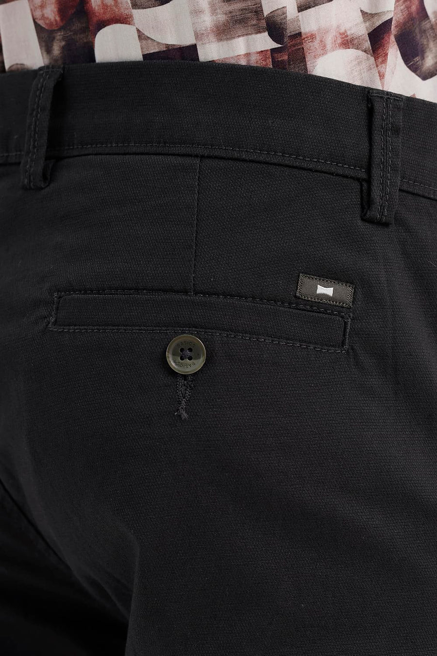 BASICS TAPERED FIT UNEXPLORED GREEN COTTON STRETCH STRUCTURE TROUSER