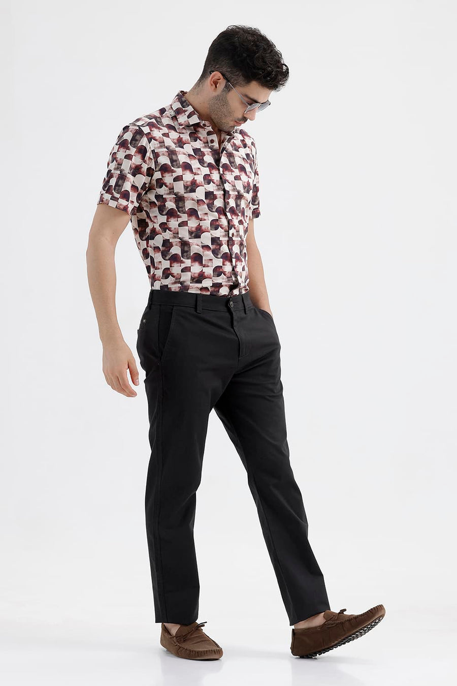 BASICS TAPERED FIT UNEXPLORED GREEN COTTON STRETCH STRUCTURE TROUSER