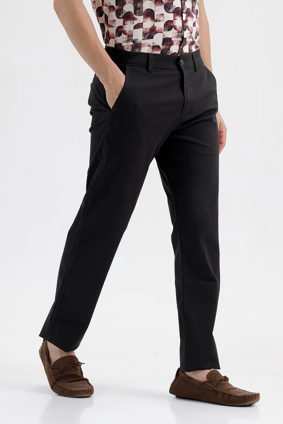 BASICS TAPERED FIT UNEXPLORED GREEN COTTON STRETCH STRUCTURE TROUSER