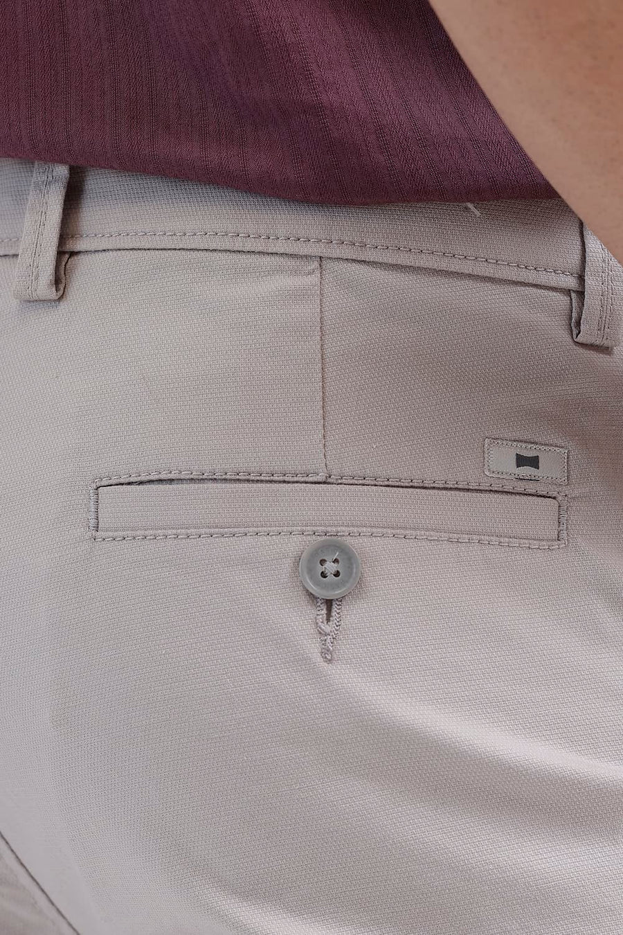 BASICS TAPERED FIT CUMULUS CLOUD GREY COTTON STRETCH STRUCTURE TROUSER