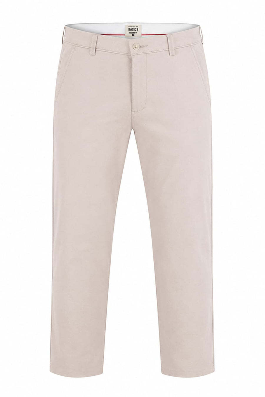 BASICS TAPERED FIT ANCIENT BEIGE COTTON STRETCH STRUCTURE TROUSER