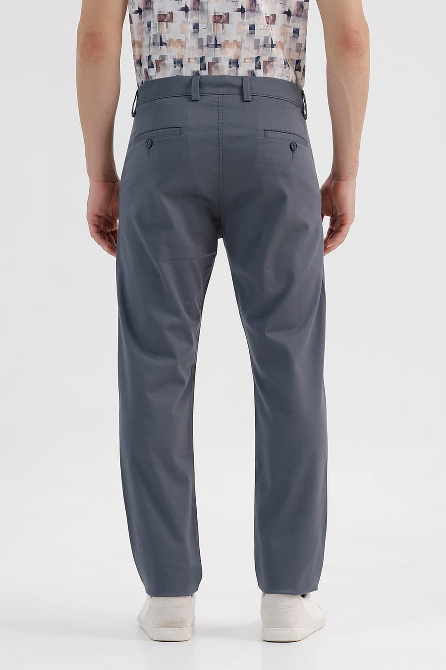 BASICS TAPERED FIT BURNT ASH BLUE COTTON STRETCH STRUCTURE TROUSER