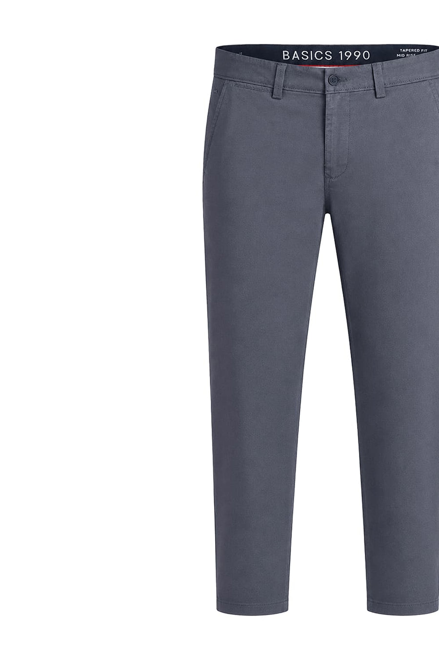 BASICS TAPERED FIT BURNT ASH BLUE COTTON STRETCH STRUCTURE TROUSER