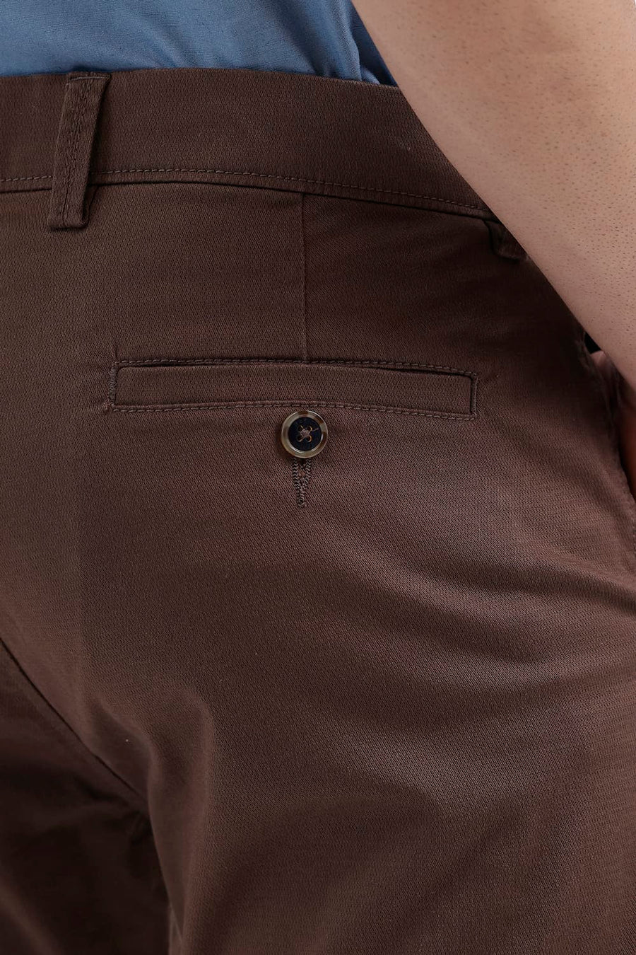 BASICS TAPERED FIT WREN BROWN COTTON STRETCH STRUCTURE TROUSER
