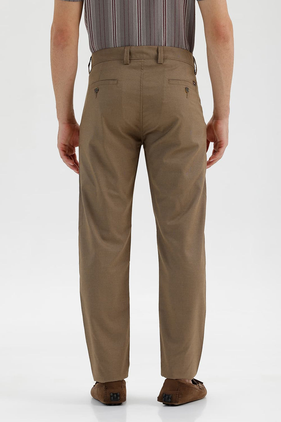 BASICS DRIFT FIT SHITAKE KAHKI POLYESTER VISCOSE STRETCH TROUSER