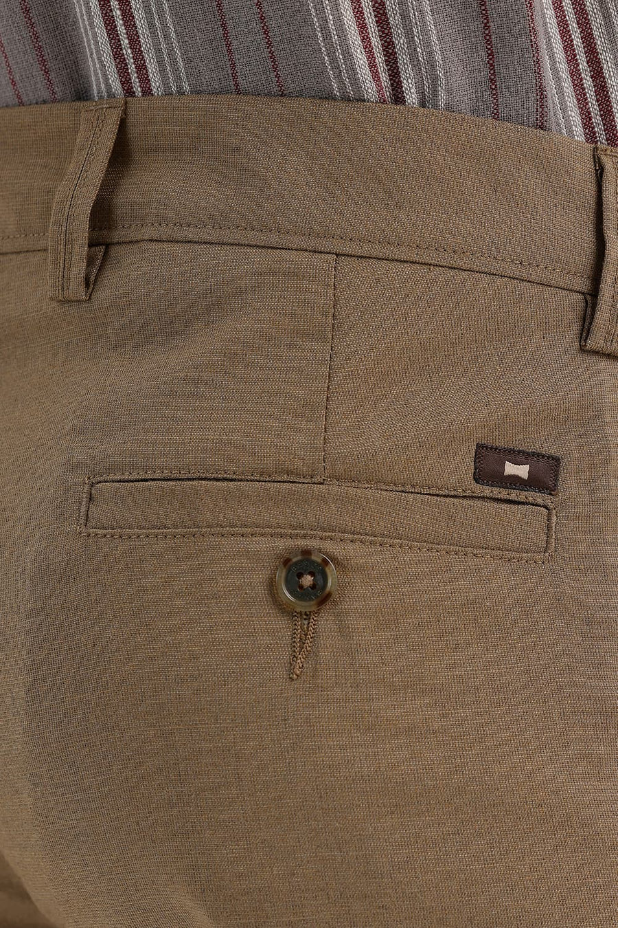 BASICS DRIFT FIT SHITAKE KAHKI POLYESTER VISCOSE STRETCH TROUSER