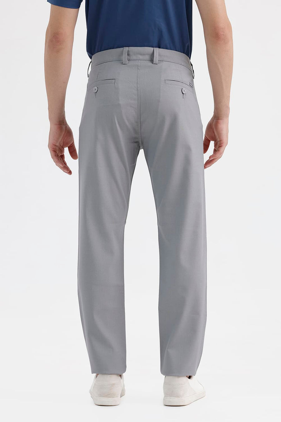 BASICS DRIFT FIT SHARK SKIN GREY POLYESTER VISCOSE STRETCH TROUSER