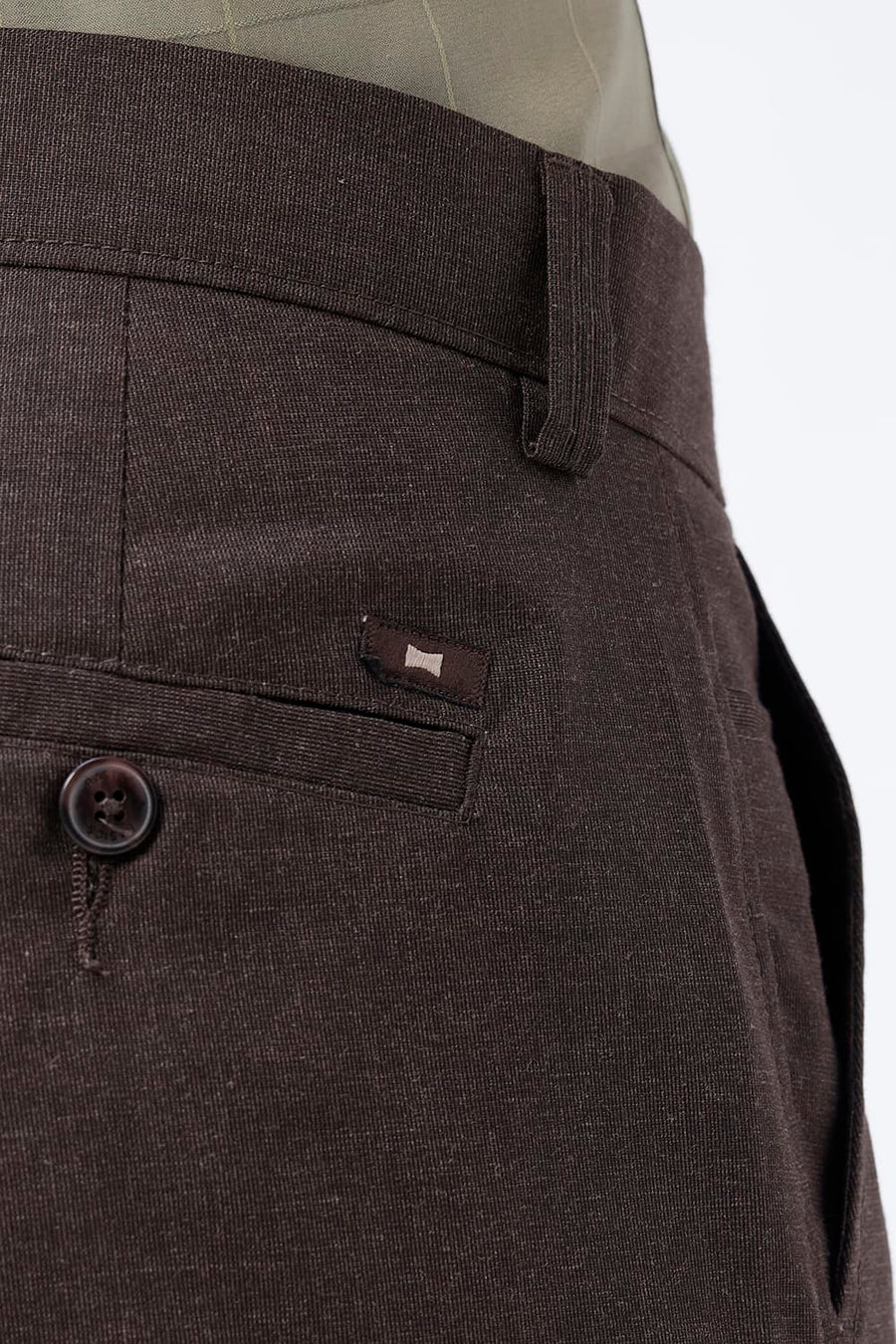BASICS DRIFT FIT AFTER DARK BROWN POLYESTER VISCOSE STRETCH TROUSER