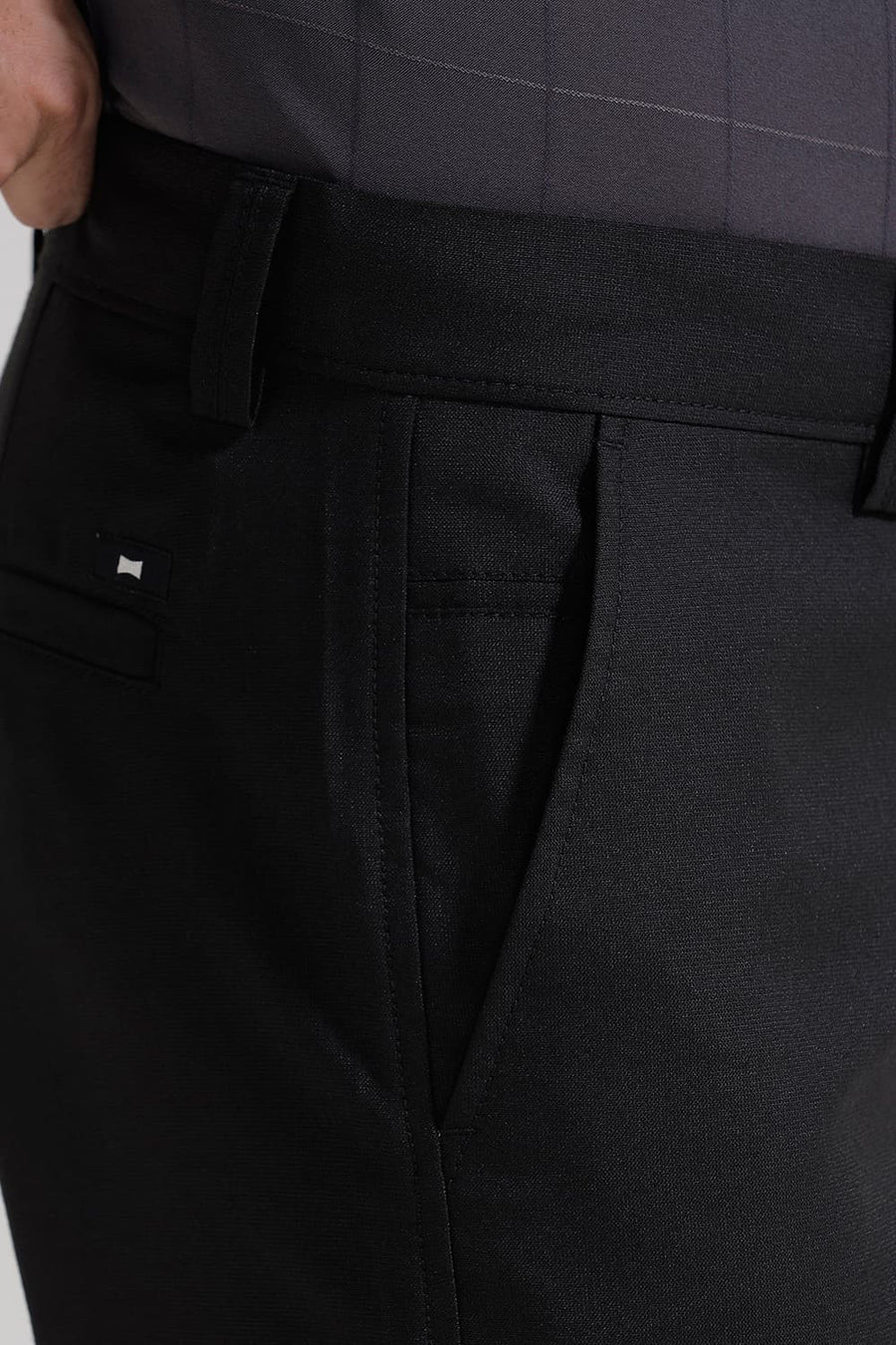 BASICS DRIFT FIT TAP SHOE BLACK POLYESTER VISCOSE STRETCH TROUSER