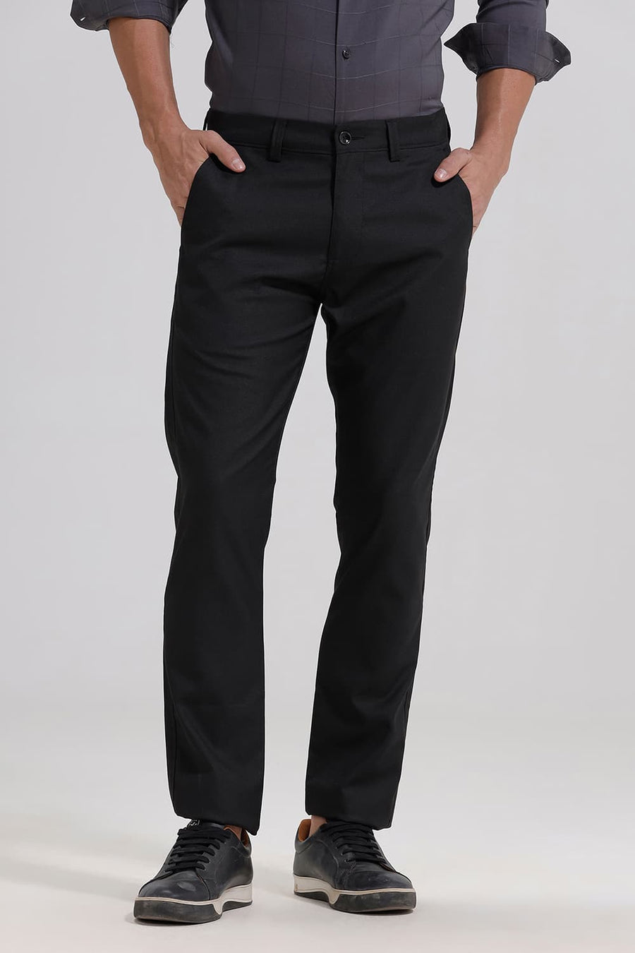 BASICS DRIFT FIT TAP SHOE BLACK POLYESTER VISCOSE STRETCH TROUSER