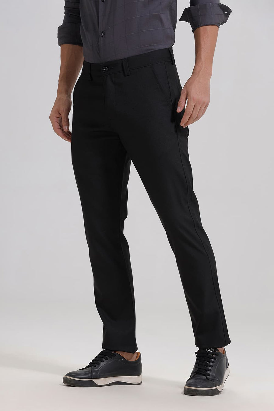 BASICS DRIFT FIT TAP SHOE BLACK POLYESTER VISCOSE STRETCH TROUSER