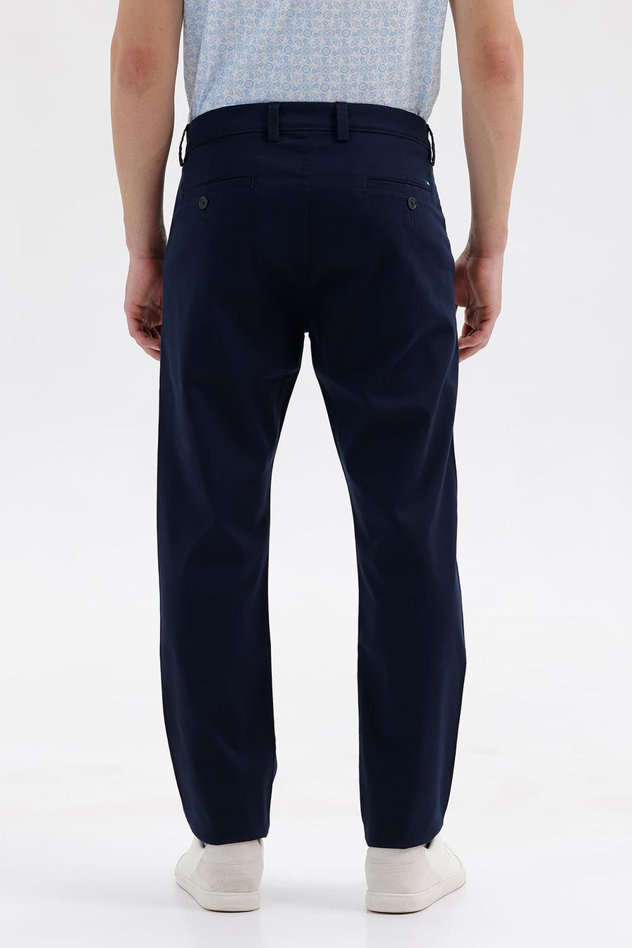 BASICS TAPERED FIT TOTAL ECLIPSE NAVY COTTON STRETCH STRUCTURE TROUSER