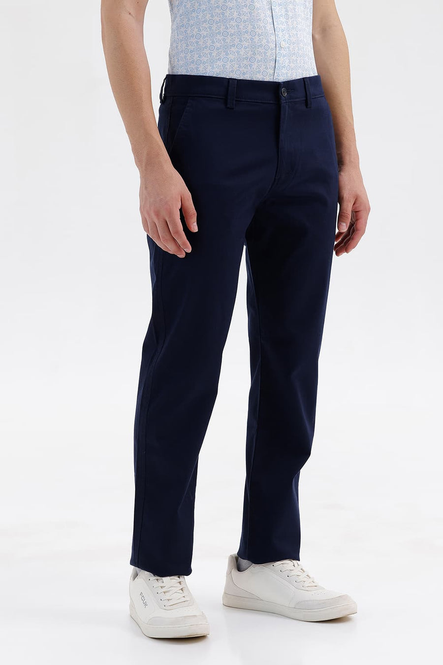 BASICS TAPERED FIT TOTAL ECLIPSE NAVY COTTON STRETCH STRUCTURE TROUSER