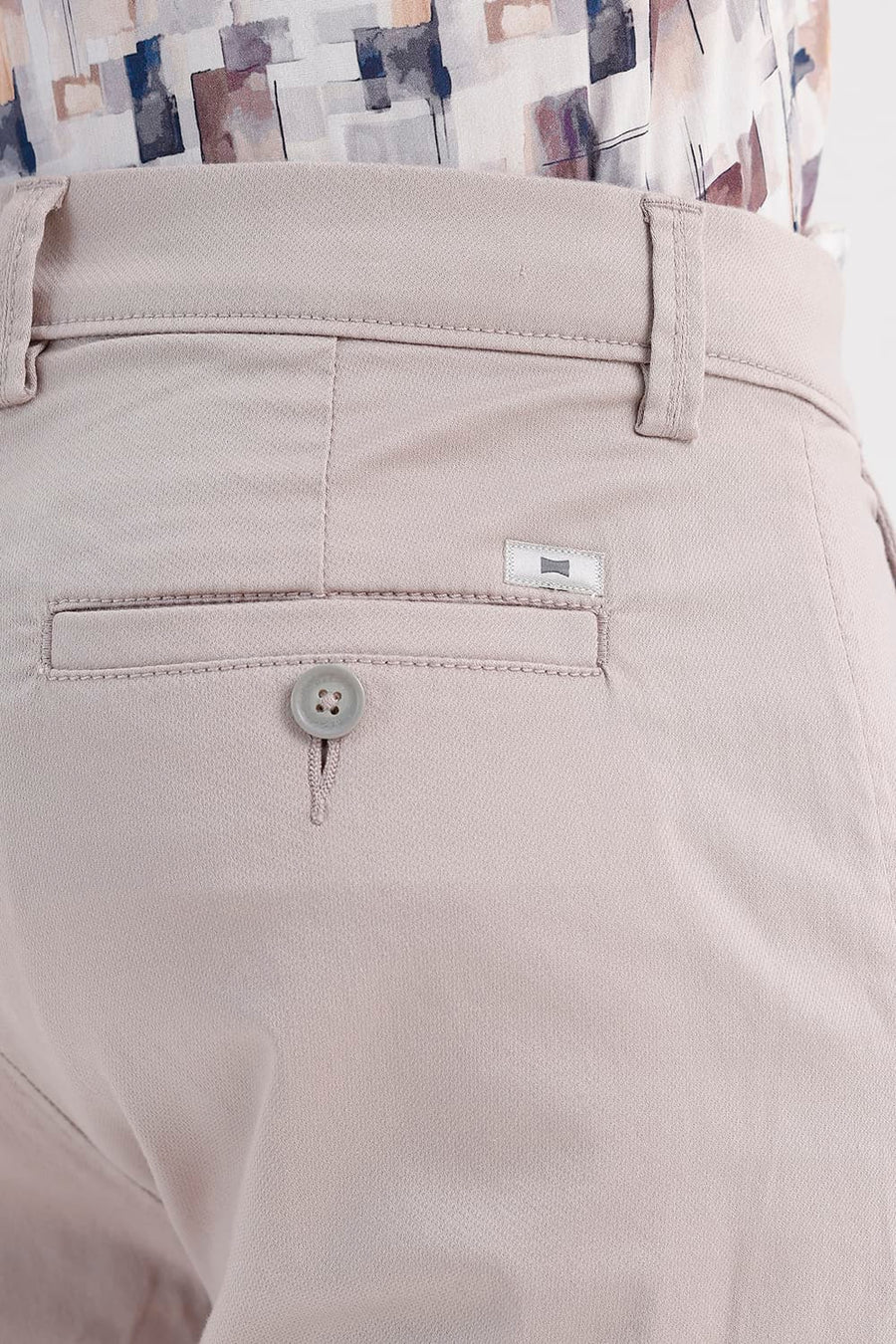 BASICS TAPERED FIT TAUPE BROWN COTTON STRETCH STRUCTURE TROUSER