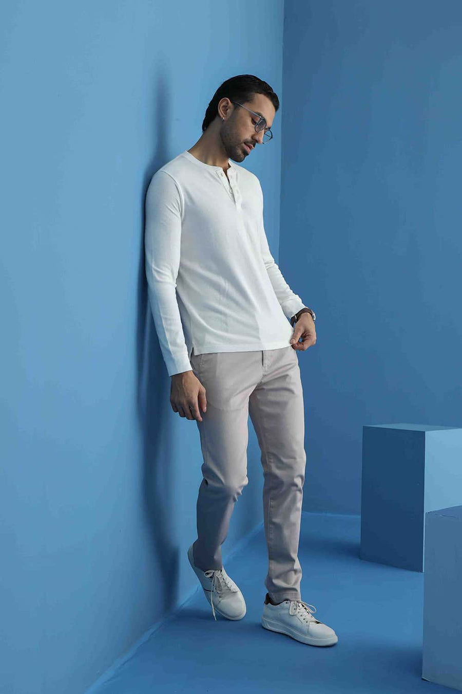 Basics Tapered Fit Taupe Brown Cotton Stretch Structure Trouser