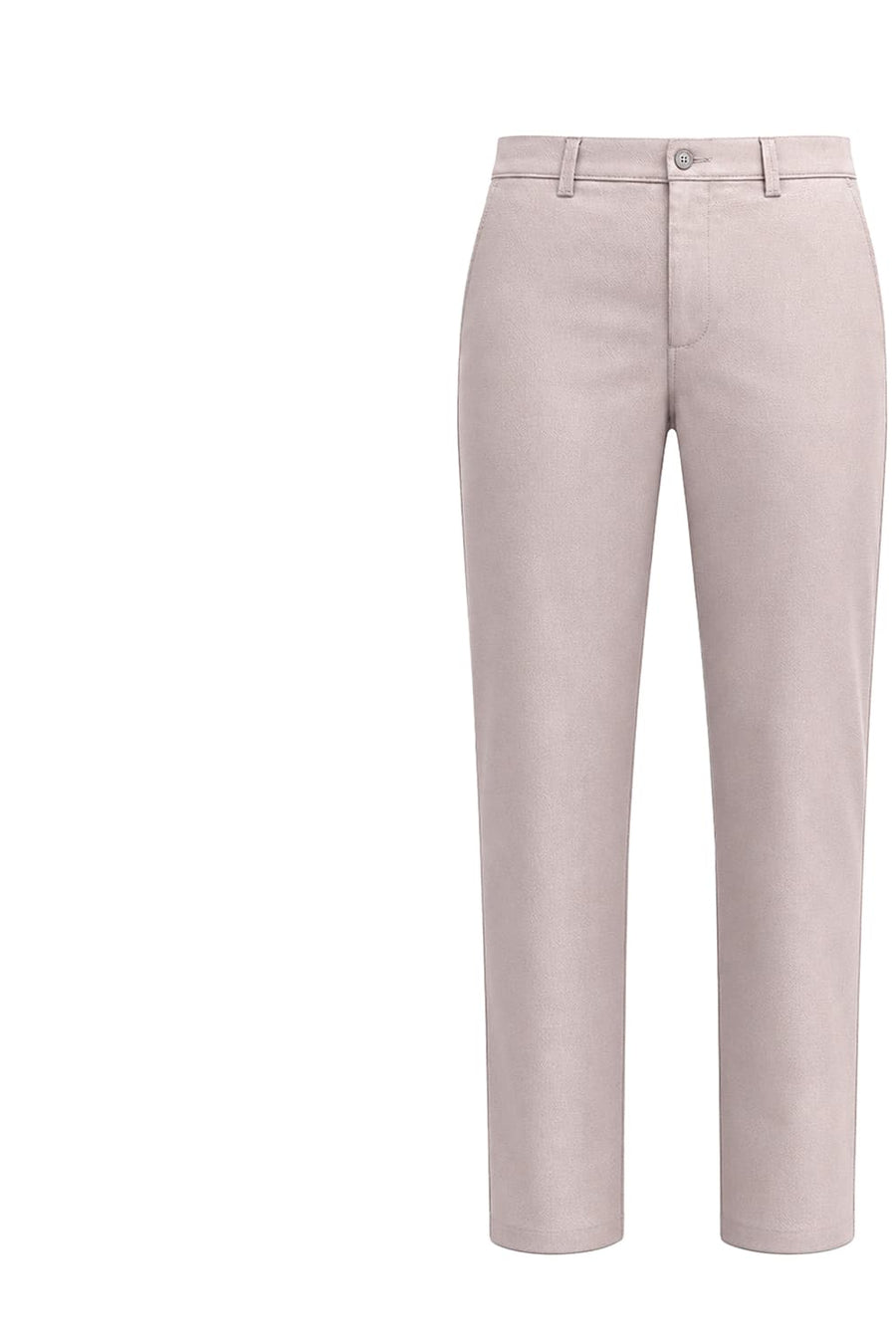 BASICS TAPERED FIT TAUPE BROWN COTTON STRETCH STRUCTURE TROUSER