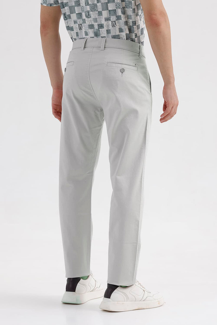 BASICS TAPERED FIT QUIET GREY COTTON STRETCH STRUCTURE TROUSER