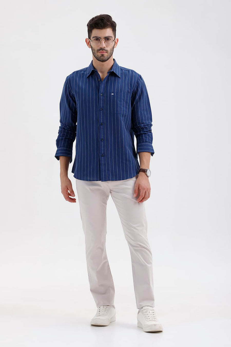 BASICS TAPERED FIT PUMICE STONE BROWN COTTON STRETCH STRUCTURE TROUSER
