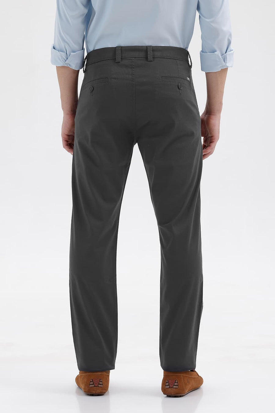 BASICS TAPERED FIT BLACK HOLE GREY COTTON STRETCH STRUCTURE TROUSER